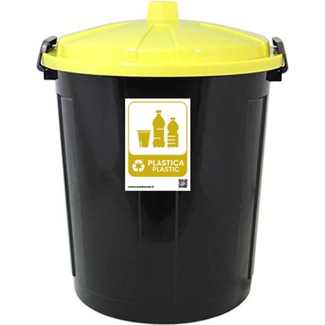 Secchio contenitore pattumiera raccolta differenziata carta plastica vetro misto 21lt bidone casa cucina giardino terrazza coperchio a chiusura andirandagismo e odori - Colori: giallo