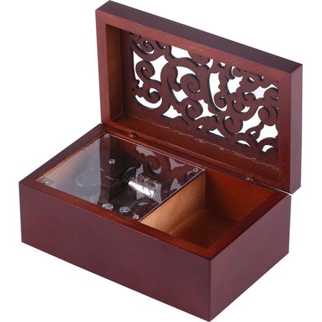 Coffret à bijoux en bois massif miniature avec mécanisme argenté 18 notes - Boîte à musique à remonter (Edelweiss) (1/5)