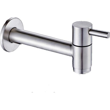 Robinet mural en acier inoxydable pour lavabo de salle de bain, étang à laver, robinet d'eau froide, robinet de jardin, patio, robinet de toilettes, filetage G1/2" (1/5)