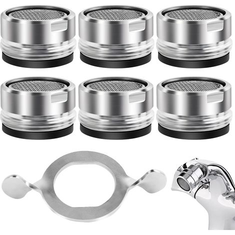 Lot de 6 aérateurs de rechange pour robinets de salle de bain, fixations à haut débit de 24 mm avec filetages mâles, adaptés pour robinets d'évier de cuisine et de salle de bain (1/5)