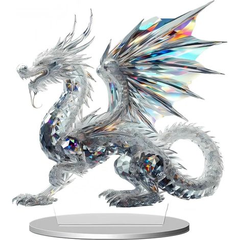 Matériau acrylique transparent, représentant un dragon de cristal, famille de bijoux Euler, statue acrylique 2D, table de décoration Objet, décoré avec un dragon (1/5)