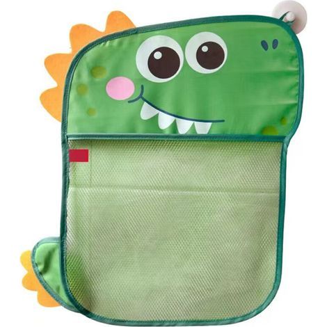 Sac de rangement de jouets de bain pour enfants en forme de dinosaure, grande capacité avec ventouses et filet. (1/5)