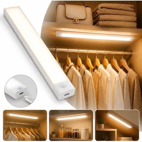 Lampe de placard LED – Rechargeable – Détecteur de mouvement – 30 cm – Blanc chaud (1/5)