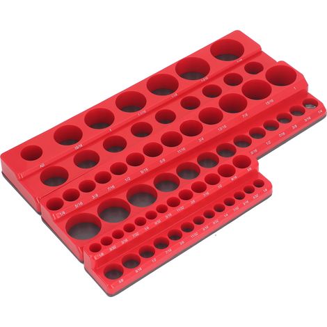 Ensemble de 3 supports magnétiques pour douilles, plateau de rangement en plastique pour douilles de 1/4, 3/8 et 1/2 pouce, capacité de 68 pièces (1/5)