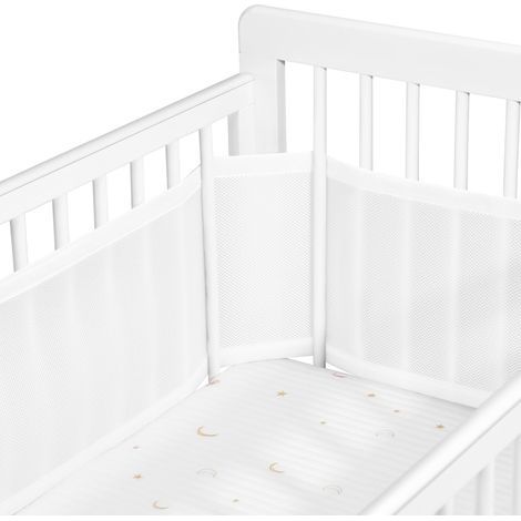 Barrière de lit réglable pour bébé – Amovible, Lavable, Portable Barrière de Protection 3D Respirante et résistante aux Chocs pour Nouveau-nés, pour Toutes Les Saisons (Blanc) (1/5)