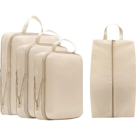 Ensemble de 4 organisateurs de bagages, avec espace pour les chaussures, facilitant la préparation des bagages pour les vacances et les voyages d'affaires.-AquaForge (1/5)