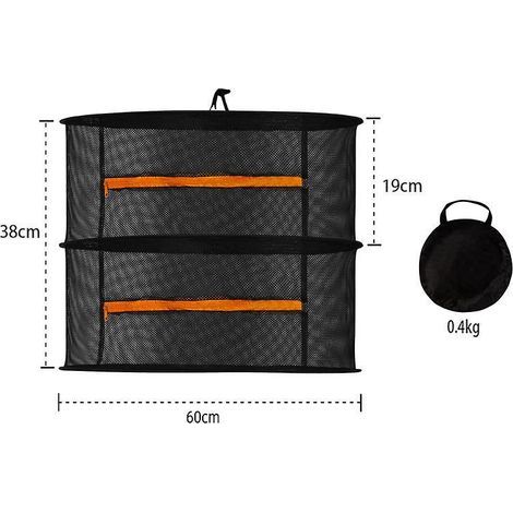 herb Drying Net, 2 Layers 60cm Diameter Folding Hanging Drying Rack With Zippers For Vegetables, Plants, Clothes (1/4)