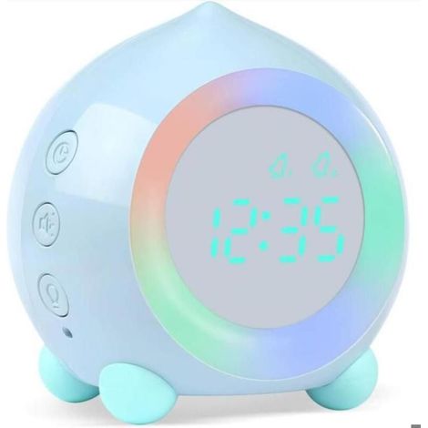 Réveil enfant monobloc avec éclairage LED numérique, veilleuse, pour filles et garçons, jour et nuit, volume réglable, fonction snoo (1/4)