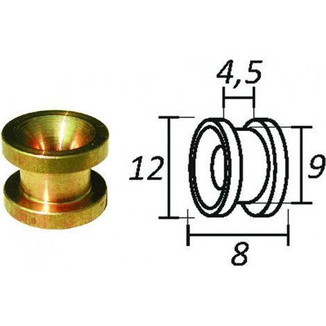 Passafilo in ottone per testine con sede - Ø mm.8, Ø esterno mm.12 - 10 pz