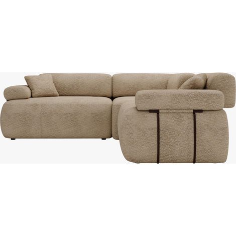 KAELA Canapé d'angle réversible avec dossier amovible en tissu beige foncé (1/5)