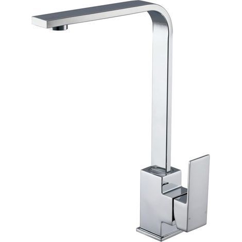 Square kitchen tap, modern kitchen mixer tap, chrome integrated sink mixer tap (1/4)