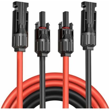 Solar Panel Extension Cable with Male/Female Plug for Photovoltaics - For Solar Panels and Systems - 1 Pair (AWG12/4 mm² 5m) (1/5)