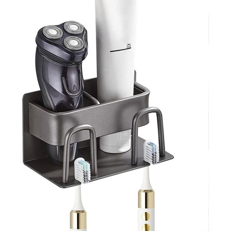 Portaspazzolino da denti a parete, porta rasoio elettrico, porta dentifricio, portabicchieri indipendente, senza viti, contenitore per bagno e doccia