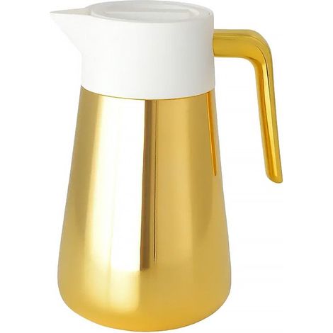 Cafetière isotherme pour café et expresso en plastique doré et blanc 1L 10 x 10 x 20,5 cm - PANGIVO (1/3)