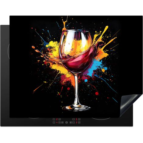 PROTEZIONE PER PIANO COTTURA A INDUZIONE Vino - Bicchiere - Graffiti - Bevanda - Rosso - Vernice 77x59