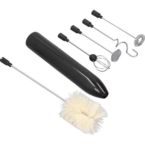 Mini mousseur à lait électrique portable avec 4 têtes de fouet et brosse pour œufs au chocolat chaud et matcha