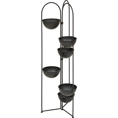 Metallischer Blumentopfständer für 6 Töpfe THE PALM RESORT, 42 x 38 x 124 cm, schwarz (1/5)