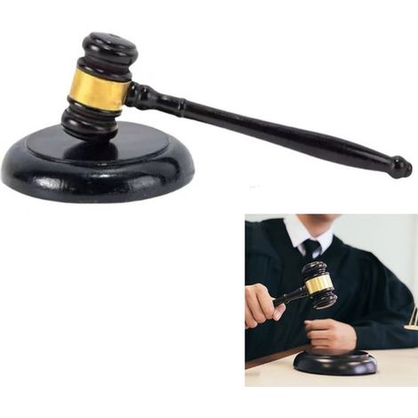 Marteau en bois en deux parties, marteau de juge, marteau de commissaire-priseur, marteau de cour, ensemble marteau et socle, marteau de procès, marteau en bois artisanal et marteau rond (1/5)