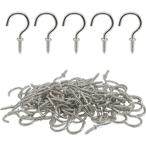 100 ganci a vite, da 3,2 cm (1-1/4 pollici), di colore argento, adatti per uso interno ed esterno con stoviglie, piante, cesti, luci e ghirlande. (1/4)