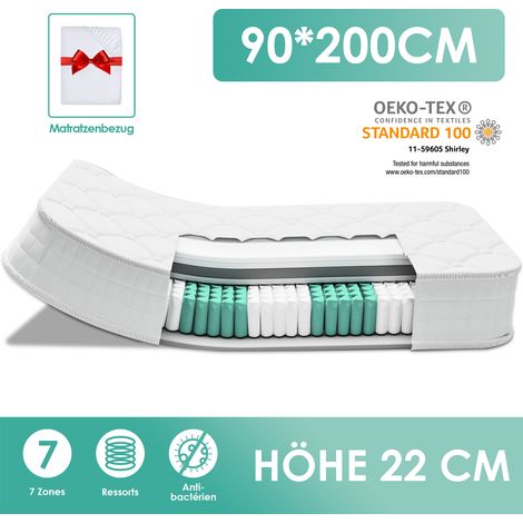 Matratzen 90x200 - 22 cm Dicke - Luxusmatratze für Erwachsene und Kinder - Memory Foam Matratze - 7 Komfortzonen mit anpassungsfähigem Memory-Schaum (1/5)
