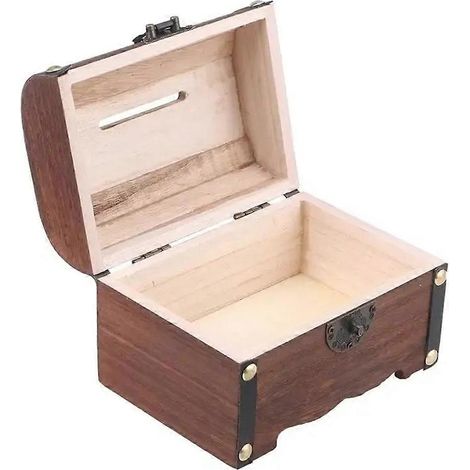 Coffre au trésor vintage avec serrure, boîte de rangement, tirelire, organiseur, boîte de rangement avec serrure pour la décoration intérieure - JBMEDIA (1/4)