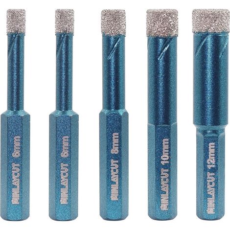 Fliesenbohrer Diamant Bohrkrone Lochsäge 5er Granit 6 6 8 10 12mm (1/5)
