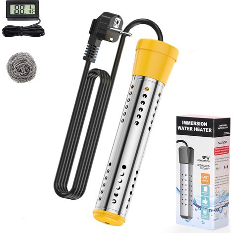 Calentador de agua de 2000 W, portátil, con interruptor de control, protección contra quemaduras en seco para cubetas, fregaderos, bañeras, piscinas inflables y piscinas pequeñas.