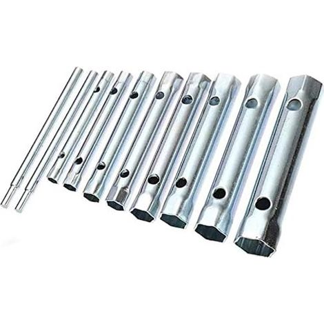 Clé Tubulaire Double Embout - 6 7 8 9 10 11 12 13 14 15 16 17 18 19 20 22 mm - Pour Entretien Plomberie et Moteur - Lot de 10 Pièces (1/5)
