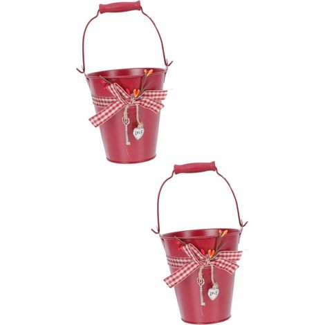 2pièces Pot De Fleurs Créatif Fer avec Nœud Décoration Élégante pour Jardins Et Intérieurs pour Plantes Succulentes Et Fleurs Petites Résistant Et (1/5)