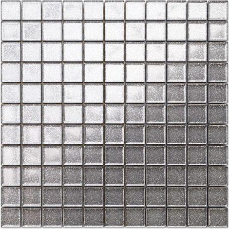 Mosaïque pour salle de bain cuisine en verre - 30 X 30cm- SILVER SPARKS