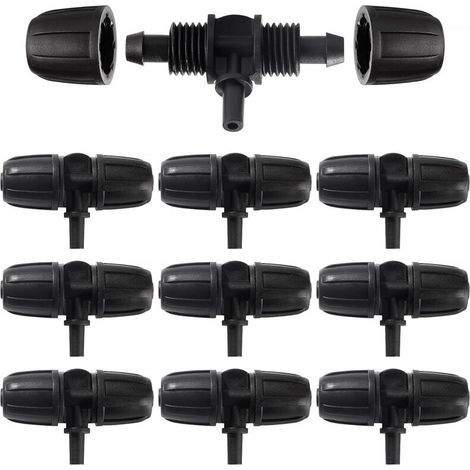10 pezzi di raccordi per irrigazione a goccia da 8/12 mm a 6 mm, connettori per tubo a 3 vie, connettori per tubo con barb, per giardino e prato