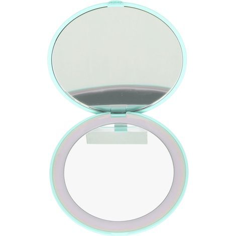 Miroir de maquillage LED 3,5 pouces avec grossissement 1X et 10X, double face, batterie intégrée, portable pour voyage et maison, couleur noire. (1/5)
