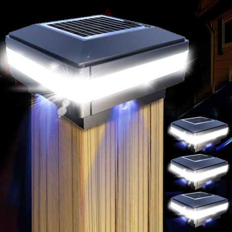Lot de 4 Lampes Solaires Capuchons de Protection, IP65 étanche Solaire Lumières Lampe Solaire de Jardin Extérieures pour poteaux de clôture 71 mm/91 mm/96 mm/101 mm/11 mm/121 mm (98 x 98 mm) (1/5)