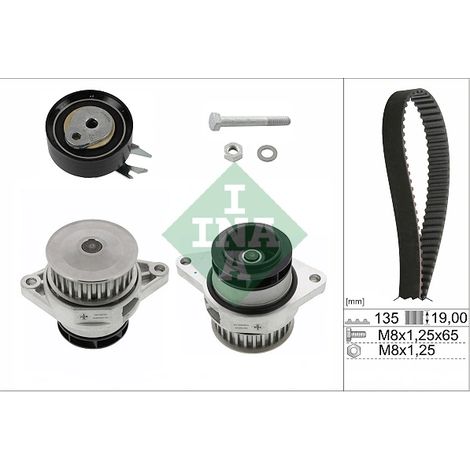Pompe à eau + kit de courroie crantée INA 530 0166 30 SEAT 030109119AB