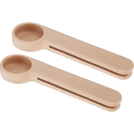 2 Stück 2-in-1-Kaffeeclip aus Holz, Messlöffel für Lebensmittel, Snacks, Tee, Kaffeebohnen (1/5)