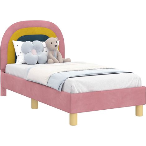 Toddler Bed Frame with Headboard Pink 70 x 140 cm Velvet vidaXL