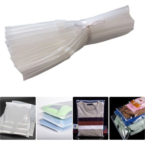 Paquete de 50 bolsas de almacenamiento de plástico esmerilado con cierre hermético, resellables y deslizantes, perfectas para guardar ropa, maquillaje y organizar el envío de tus artículos. (1/5)