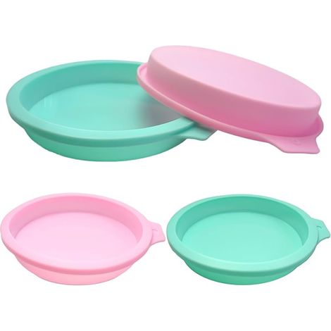 4 Pièces Moule à Gâteau Ronds en Silicone, 15 cm Moules Silicone Pâtisserie Ronds pour Gâteau à Couches, Gâteau arc-en-ciel, Dessous de Verre en Résine, Croûte de Pizza et Tarte (1/5)