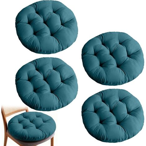 Lot 4 Coussins Chaise Ronds 40cm Extérieur, Lavables, Sol/Assise, Housse Intérieur/Extérieur