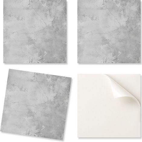 Juego de baldosas de vinilo estampadas, listas para instalar, con textura de hormig贸n y efecto rayado, 9x30x30 cm.