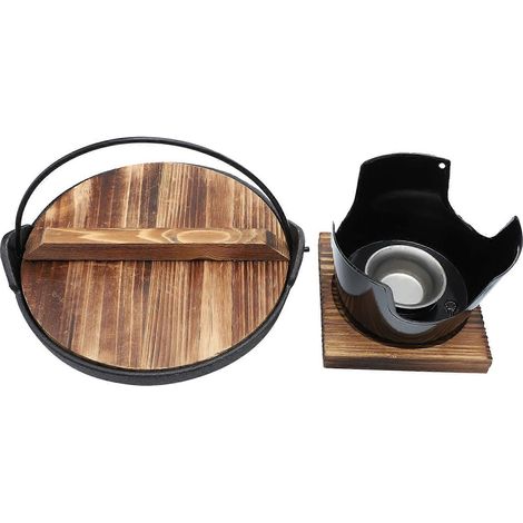 Ensemble de casseroles Sukiyaki (deux pièces), parfait pour les amateurs de camping, la casserole en fonte de 20x20cm assure une cuisson uniforme et réduit la fumée. (1/5)