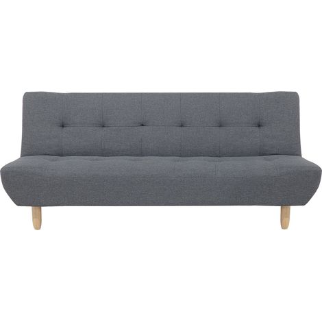 Sofá tapizado en tela gris patas de madera clara 3 plazas estilo escandinavo Alsten
