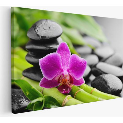Tableau toile - Fleurs Galets (1/2)