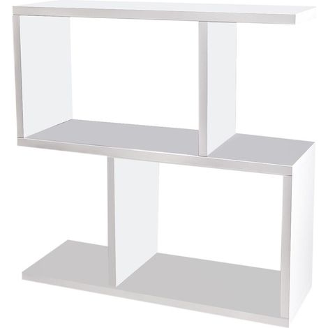 Tavolino libreria laterale per divano con scaffali 60x20cm Life - Bianco (1/5)