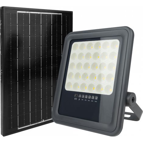 Projecteur LED solaire 100W 4000K télécommande capteur (1/5)
