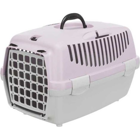 TRIXIE Transportbox Capri 2 - XS–S - 37 x 34 x 55 cm - Hellgrau und lila - Für Hunde (1/2)