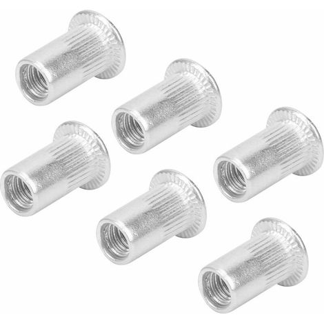 Dadi per rivetti M5 da 100 pezzi, kit di assortimento di dadi per rivetti ciechi, dadi per rivetti con inserto filettato a testa piatta in alluminio