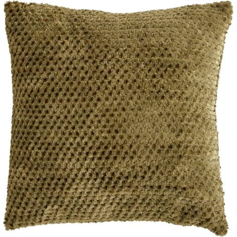 Coussin Jacquard en Flanelle "Lyno" 40x40cm Kaki (1/3)