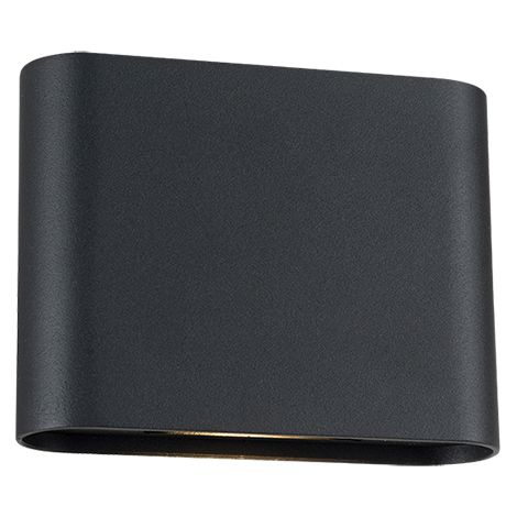 Applique Murale Extérieure LED 6W CCT Direct/Indirect IP65 Noir Sablé ZAMBELIS E433 - 150 deg - Blanc chaud - 3000K