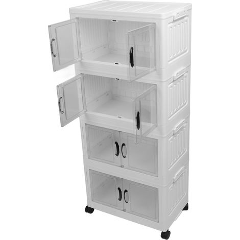Armoire de rangement pliable avec conteneur à roulettes, chariot, bacs empilables, organisateur pour la maison, le bureau et l'école (1/5)